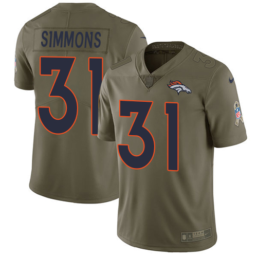 Nike Broncos #31 Justin Simmons Olive Youth Stitched NFL Limited Salute to Service Jersey
